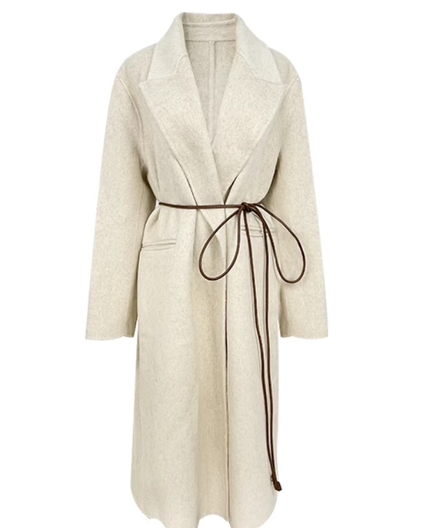 FANRUI/泛芮「柔风轻拂 」轻奢中长款羊毛大衣双面呢翻领外套B11420