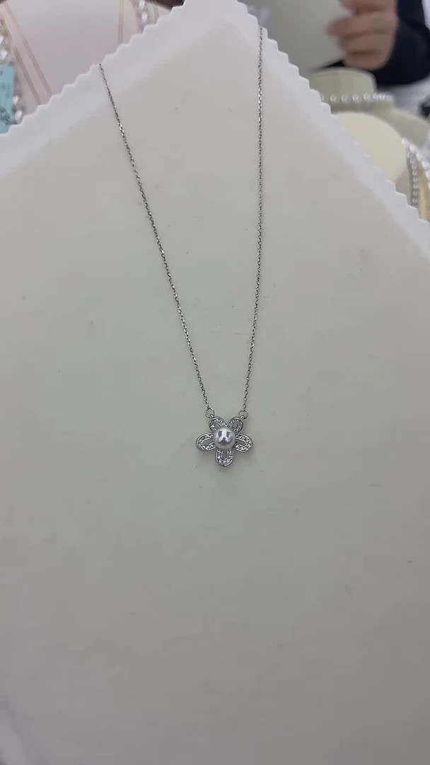 银S925镶嵌套链海水珍珠Akoya 套链