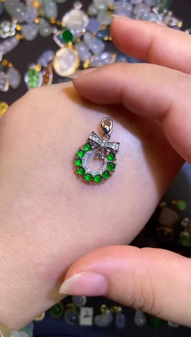 翡翠银S925镶嵌吊坠(不含链)1