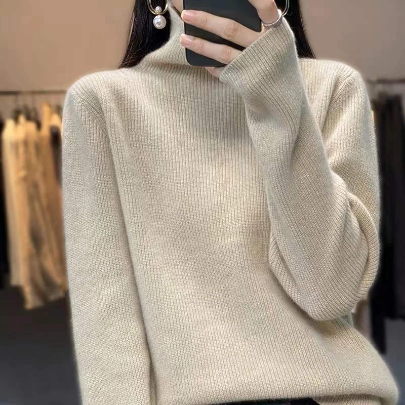 【梅姐专属】堆堆领100％纯羊毛衫高领秋冬羊毛衫女士YM-QHMD636