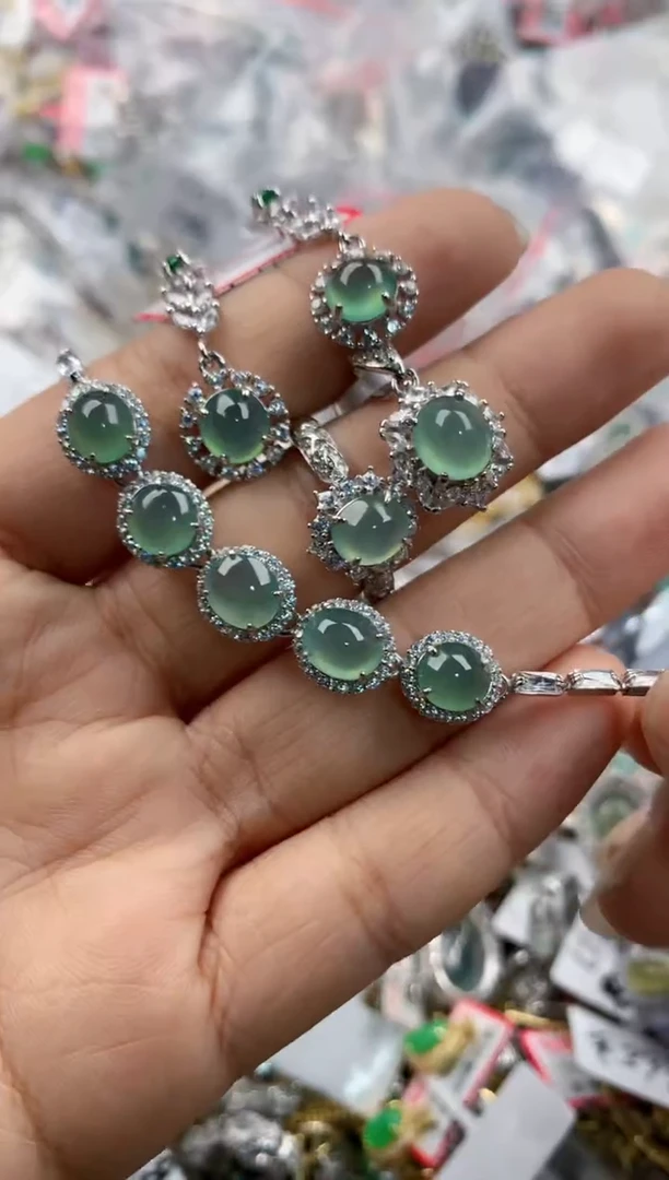 银S925镶嵌戒指翡翠111              8