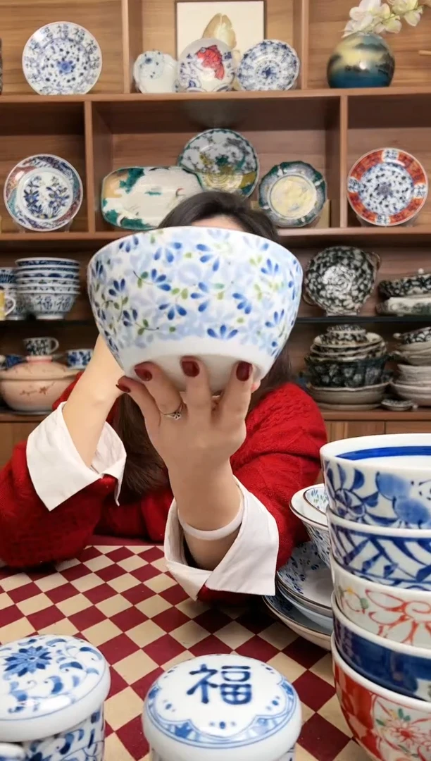 【闪购商品】瓷片小蓝芽13cm平底汤碗中