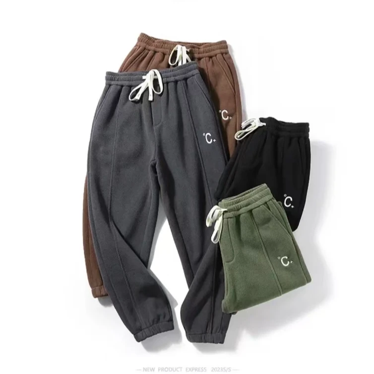 双面摇粒绒保暖卫裤秋冬男士潮流百搭时尚休闲束口休闲裤 0-8079