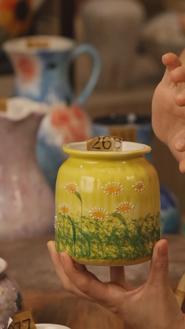 陶瓷景德镇设计师手作花器摆件侘寂风@M268@