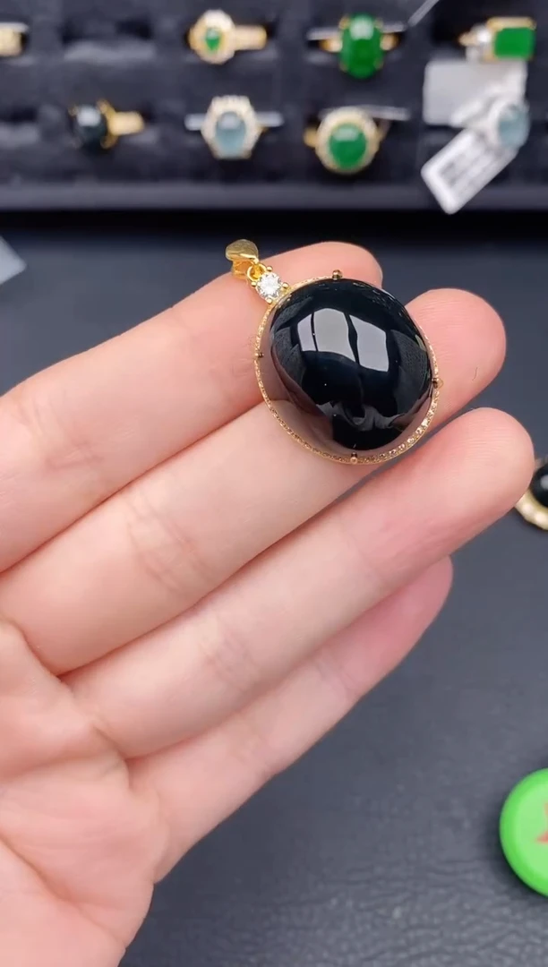 颈饰银S925镶嵌翡翠天然a货翡翠302