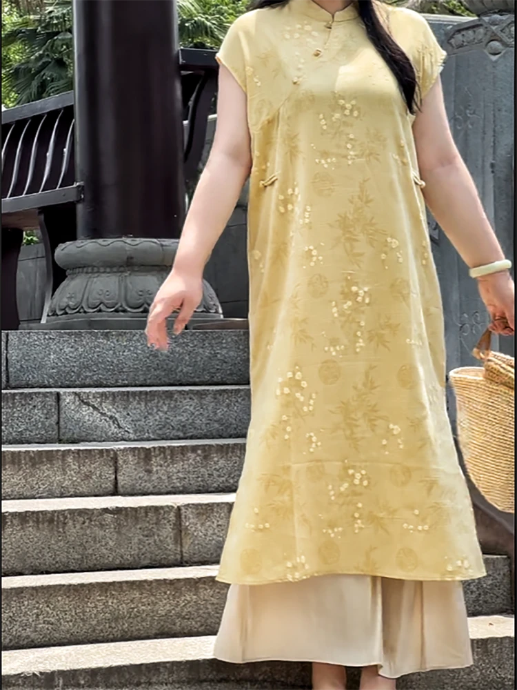【小黄花】新中式国风大码显瘦旗袍连衣裙·均码
