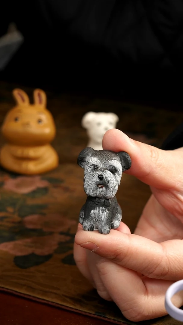 茶壶紫砂黑色雪纳瑞茶宠