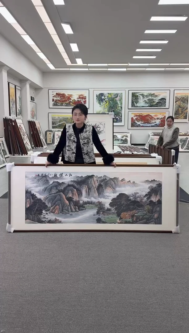 国画手绘  219*88  江山揽胜