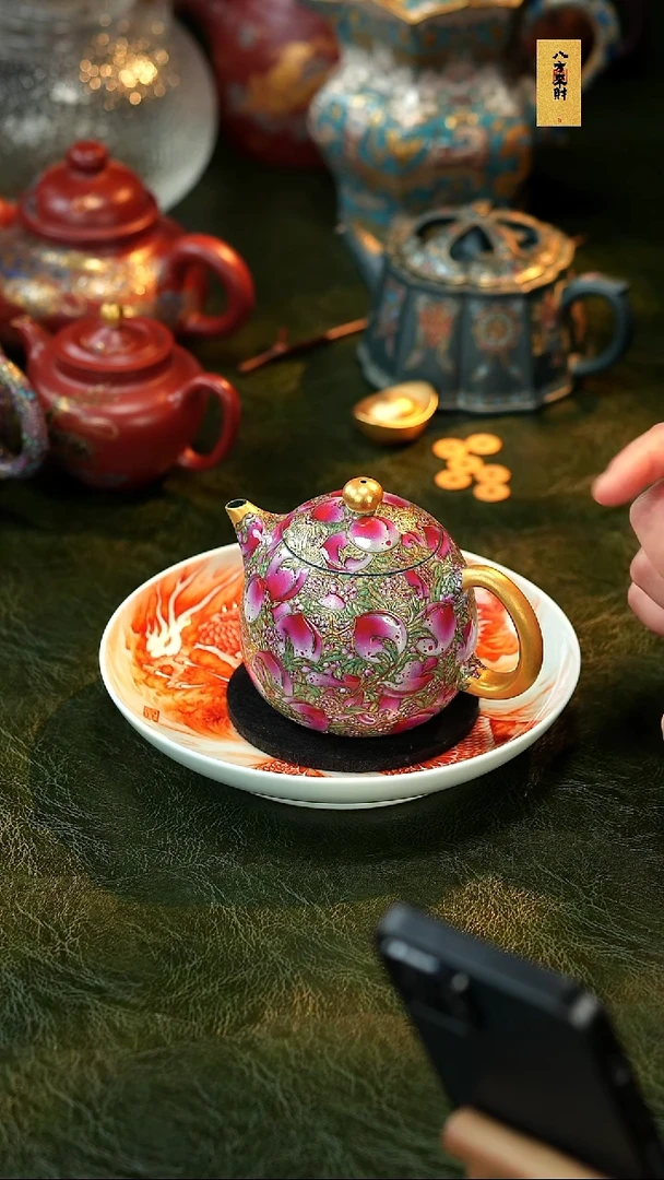 茶壶紫砂知**安珏窑限量款 万桃杯