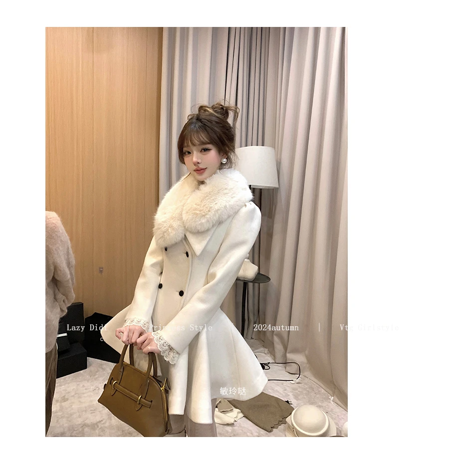 【加棉加厚不带毛领】夹棉毛呢大衣富家千金加厚呢子外套9333