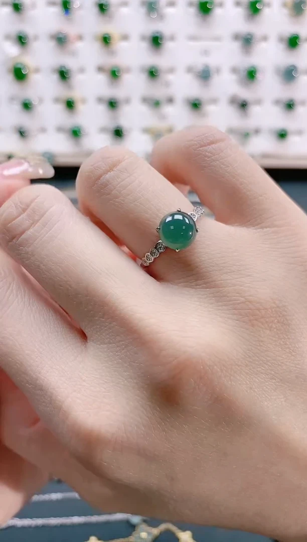 【闪购商品】翡翠戒指银S925镶嵌天然翡翠