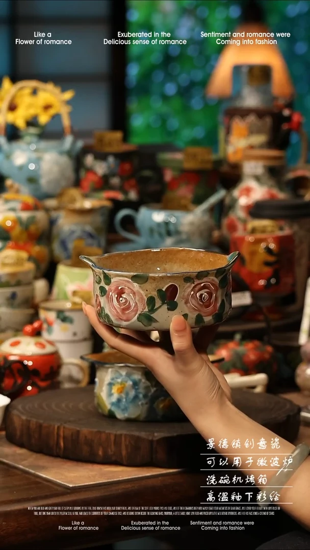 陶瓷随机景德镇高温釉下彩手工手绘款式