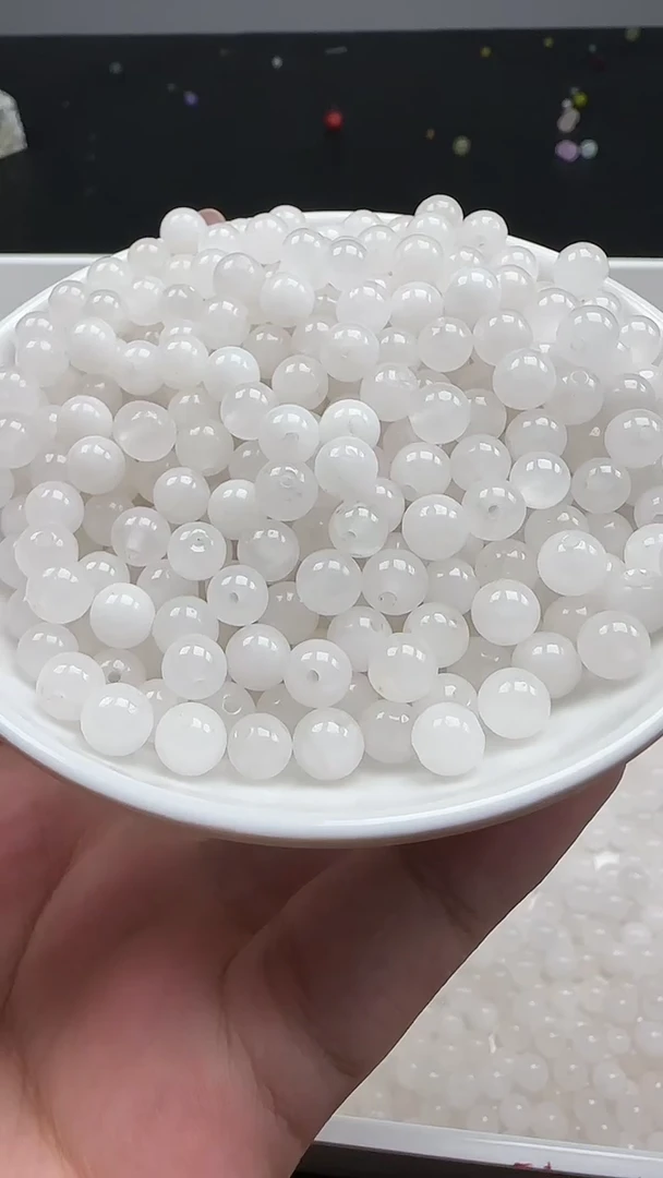 未镶嵌和田玉珠宝半成品白玉N169卡6mm散珠30颗（赠弹力线）