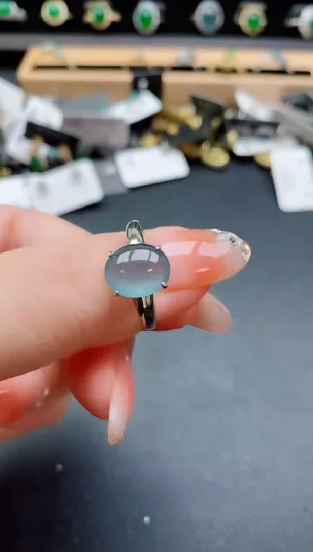 银S925镶嵌戒指翡翠1