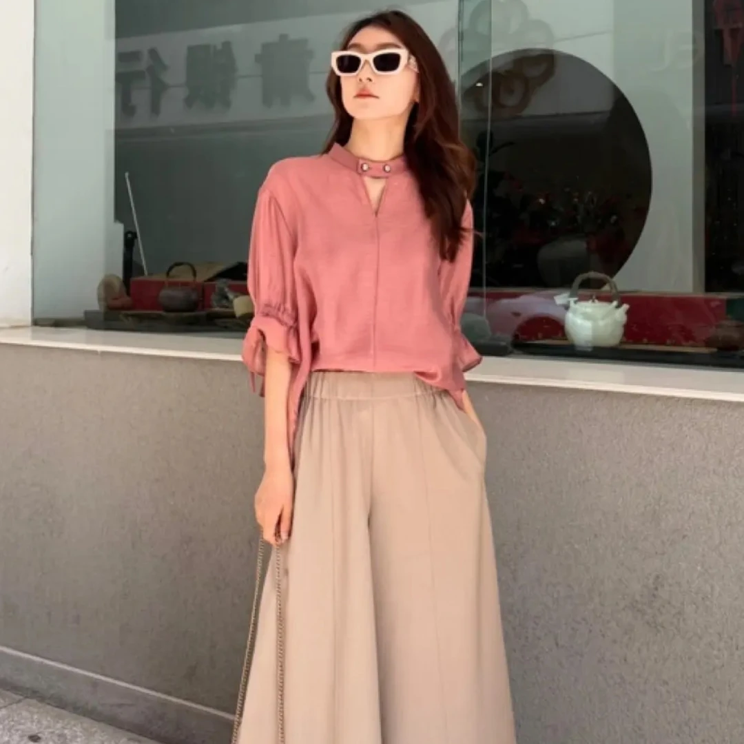 GIRDEAR/哥弟春夏新款时尚高级百搭新中式舒适衬衫-附内搭130016