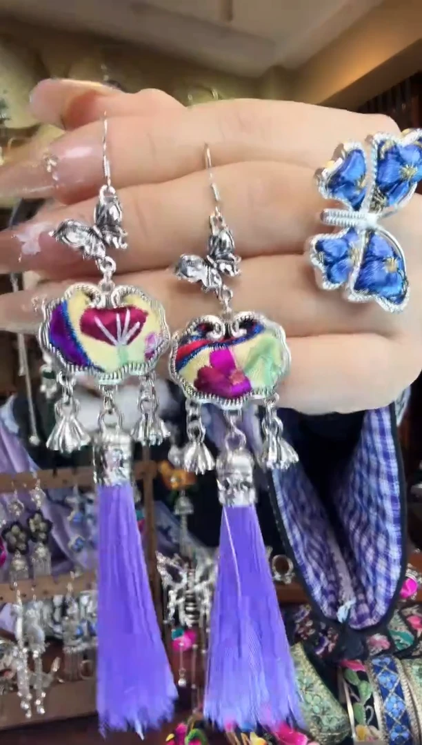 刺绣非遗刺绣民族风耳环