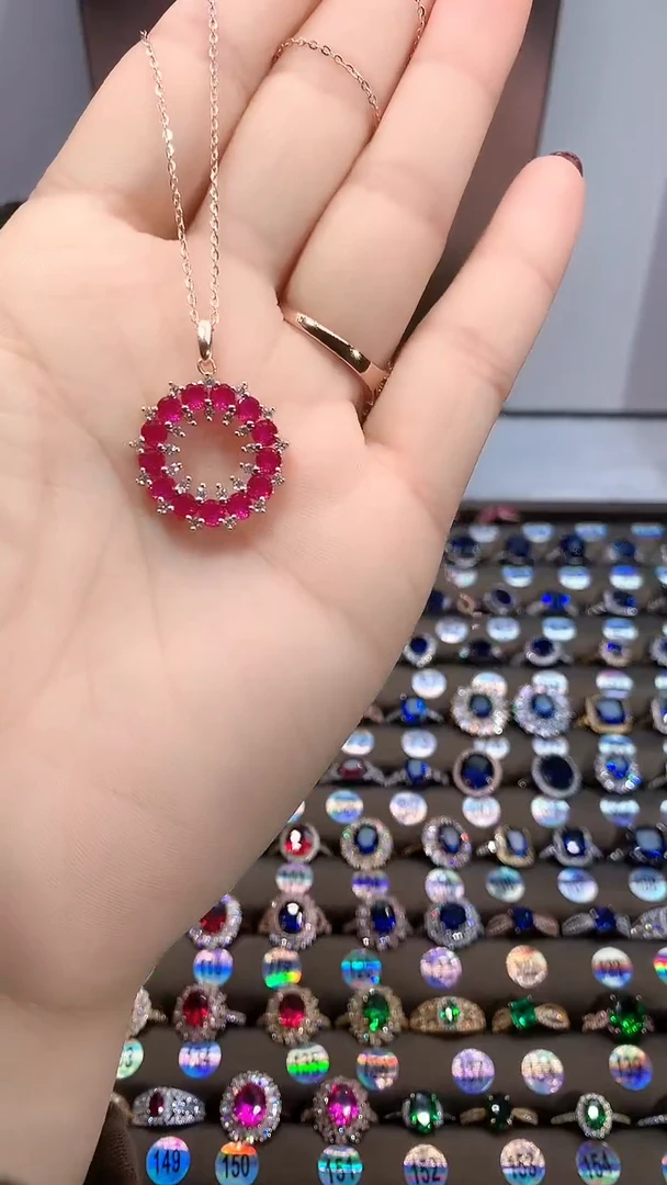 【闪购商品】红宝石吊坠(赠链)银S925镶嵌玫瑰金