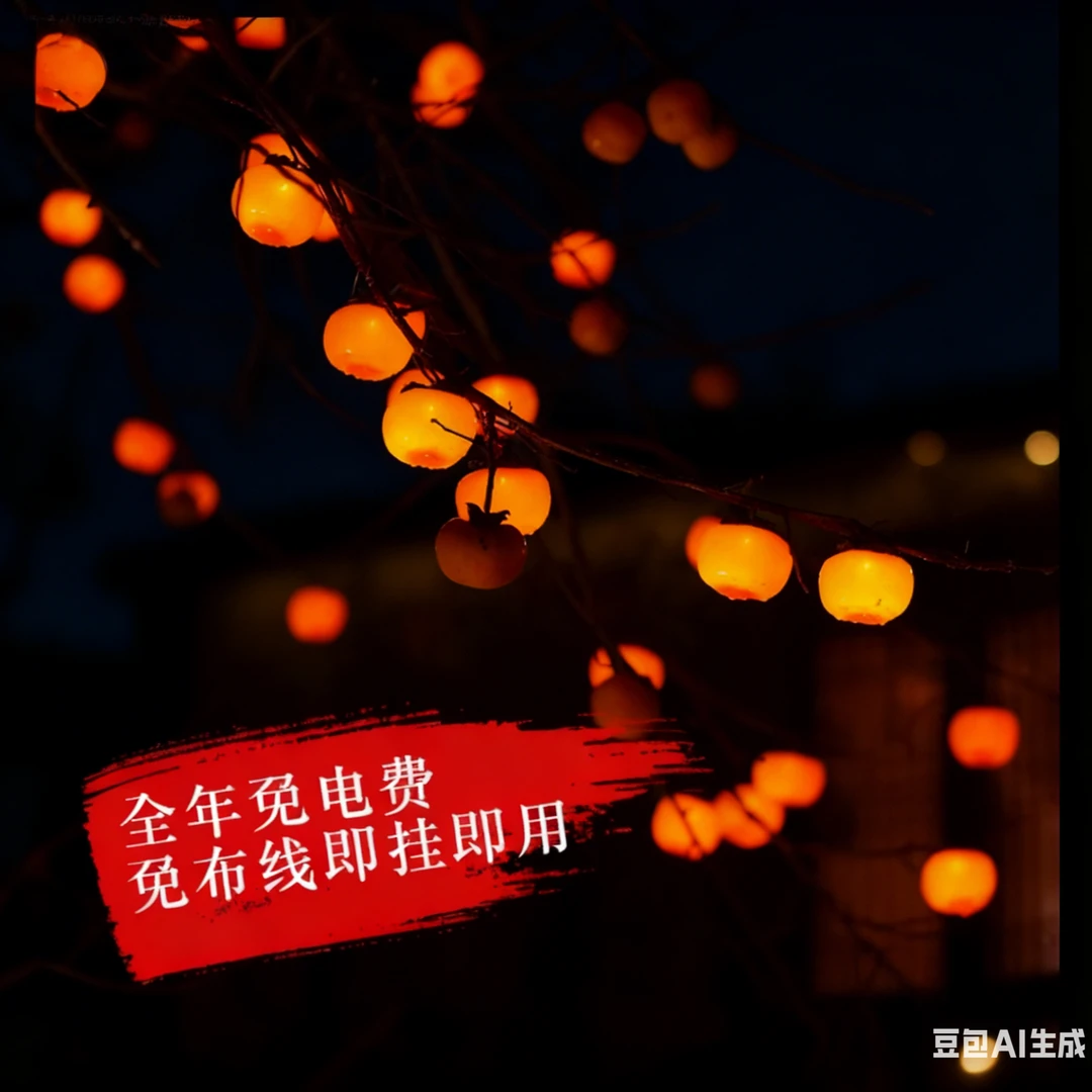 太阳能柿柿如意高配款防水防冻柿子灯串户外春节氛围装饰灯