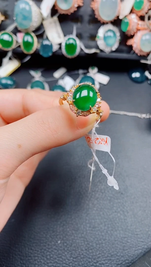 银S925镶嵌戒指翡翠翡翠