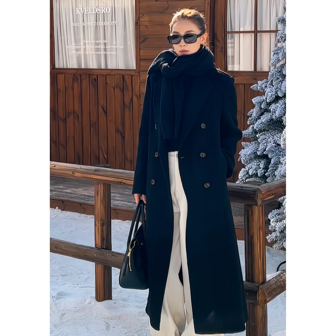 【容雨RYHOME】牦牛绒+绵羊毛高级感双面毛呢大衣外套253W2689