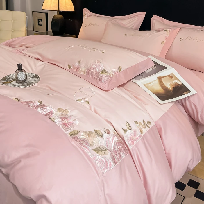 25年春夏新款轻奢刺绣全棉四件套公主风高档绣花