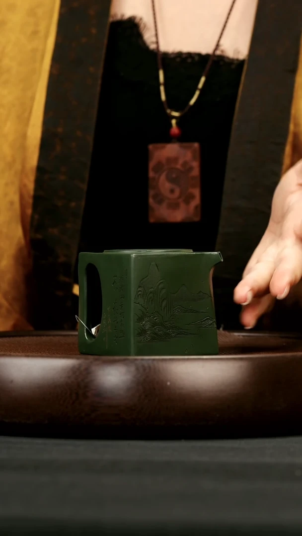 茶壶紫砂37 绿泥阳羡四方