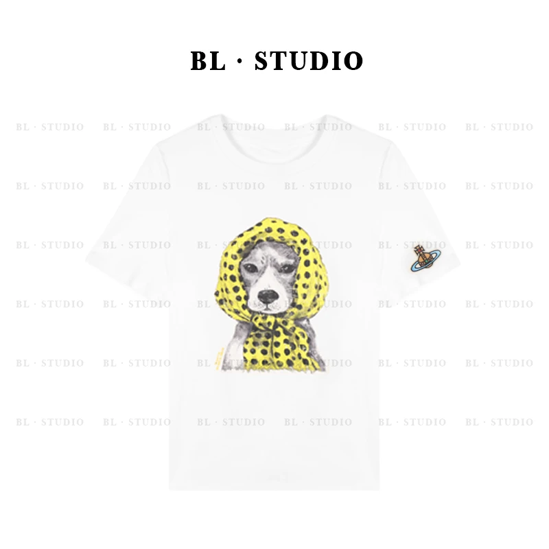 【贝贝】小狗印花短袖t恤女夏季2025新款小众设计感短款上衣BL-4175