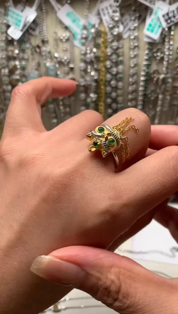 银S925镶嵌戒指翡翠35