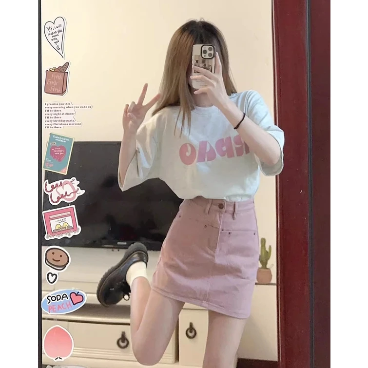 夏季女装2025新款小个子穿搭配一整套韩系牛仔短裙短袖T恤两件套