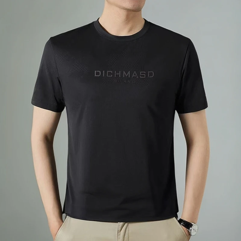 【冰丝短袖6305】男士品牌原单简约时尚清凉一夏冰丝短袖T恤衫
