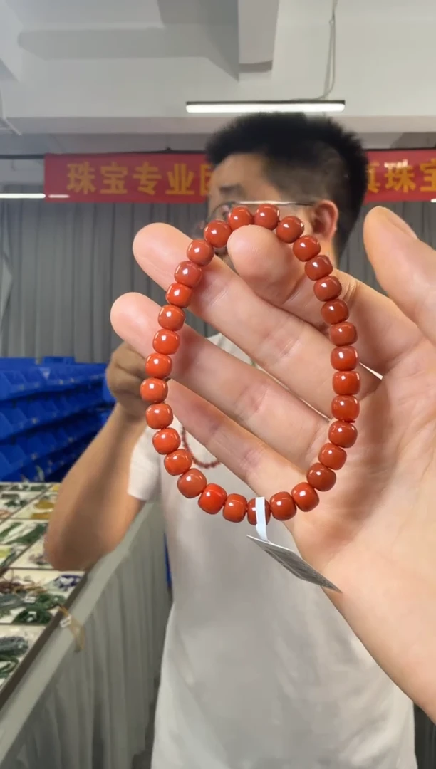 手串未镶嵌南红玛瑙南红老型珠单圈约6.5*5.4mm