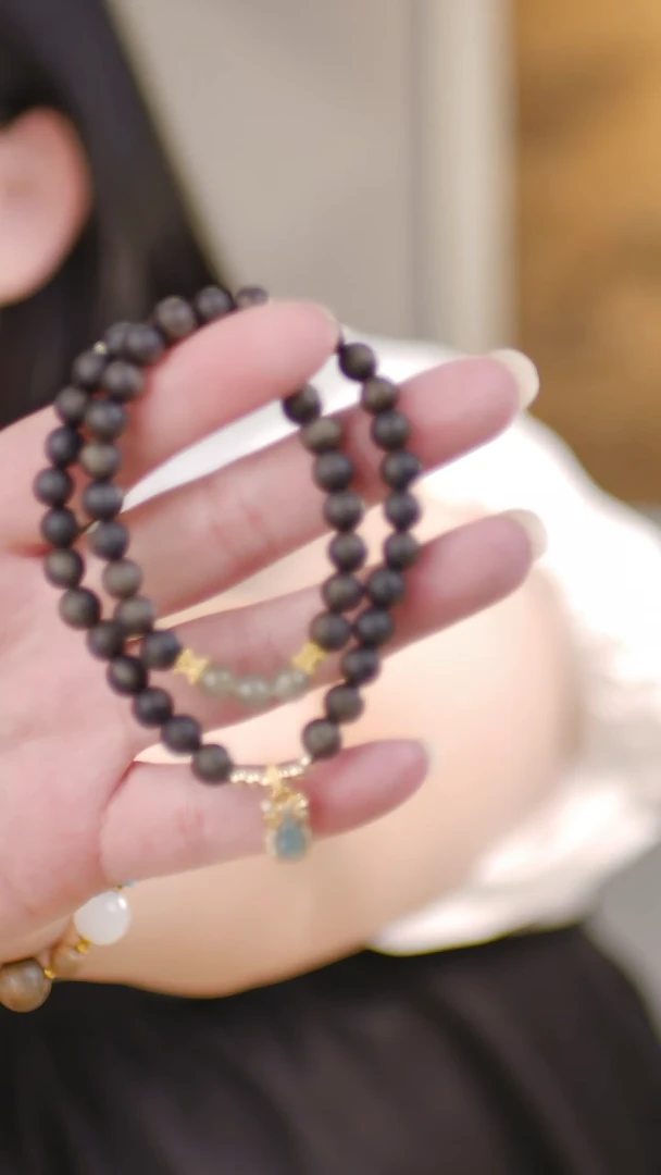 手串未镶嵌和田玉（两圈紫奇楠0.6+蓝水翡翠）