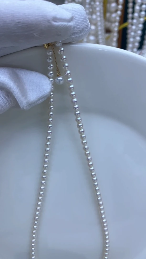 【闪购商品】淡水珍珠项链18K金镶嵌3-4