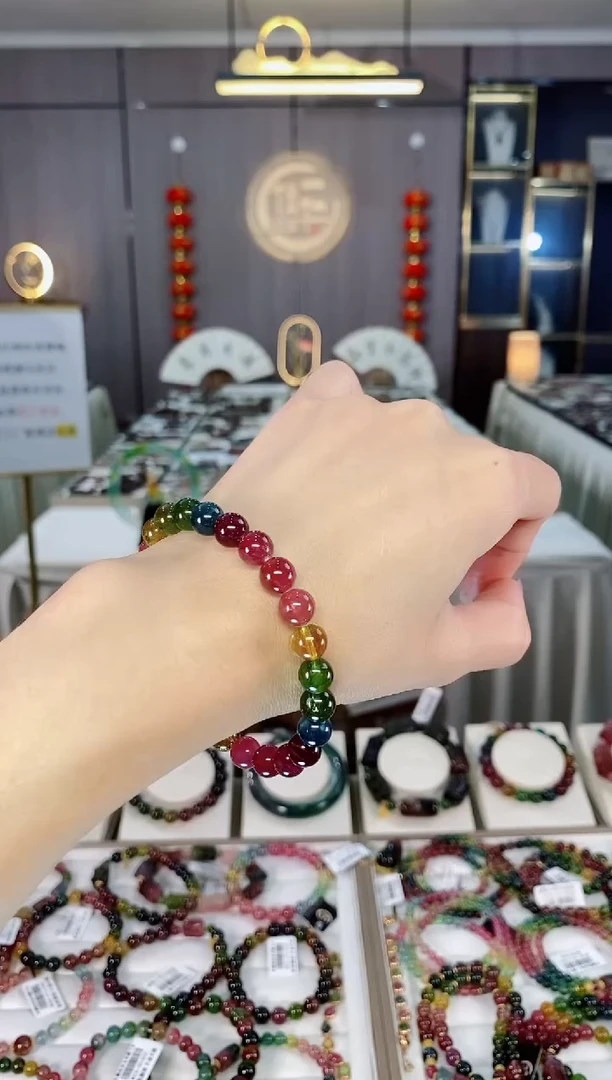 收藏级老矿碧玺单圈手串7mm+未镶嵌碧玺hon多样性发货一条
