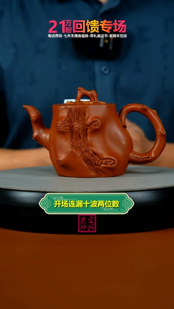 茶壶紫砂蒋静明朱泥梅花树桩270cc