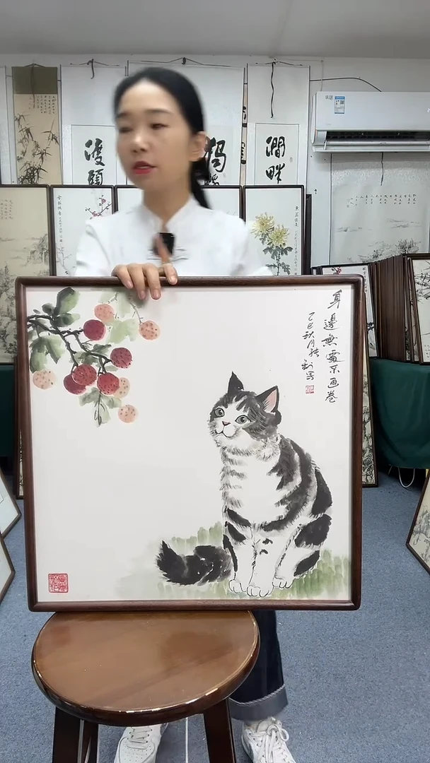 国画52*52实木画框京东包邮手绘