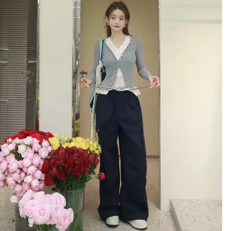 VenaLabel 25新款阔腿运动休闲工装裤