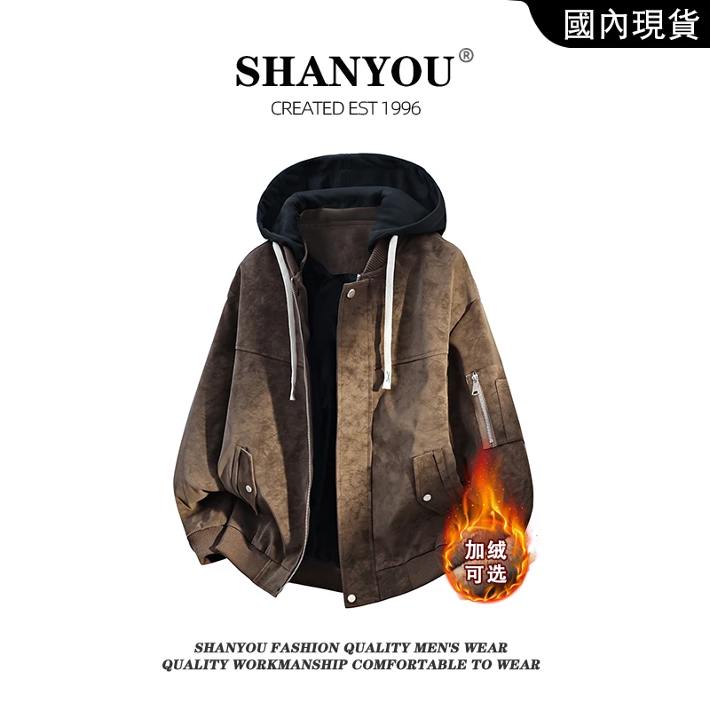 秋季男士大码皮夹克外套美式高街复古时尚棒球服新款潮流百搭夹克