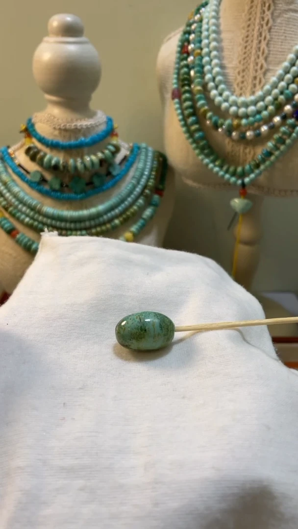 未镶嵌绿松石珠宝半成品15.8*10mm枣珠