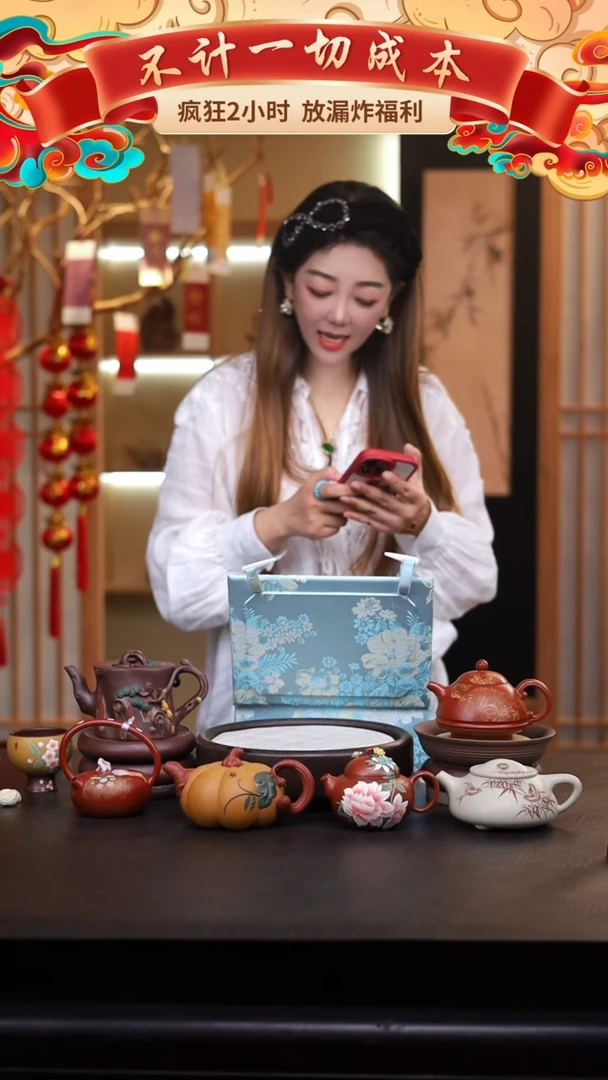 茶壶紫砂自***声九龄君子兰洋桶堆梅雪景+2杯007