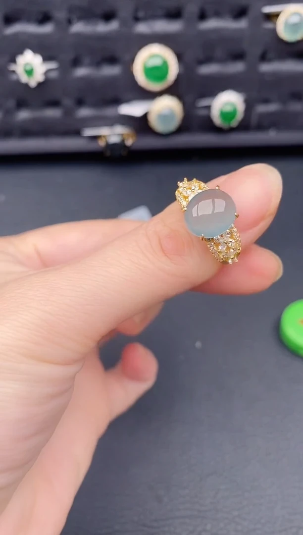 银S925镶嵌戒指翡翠天然a货翡翠326