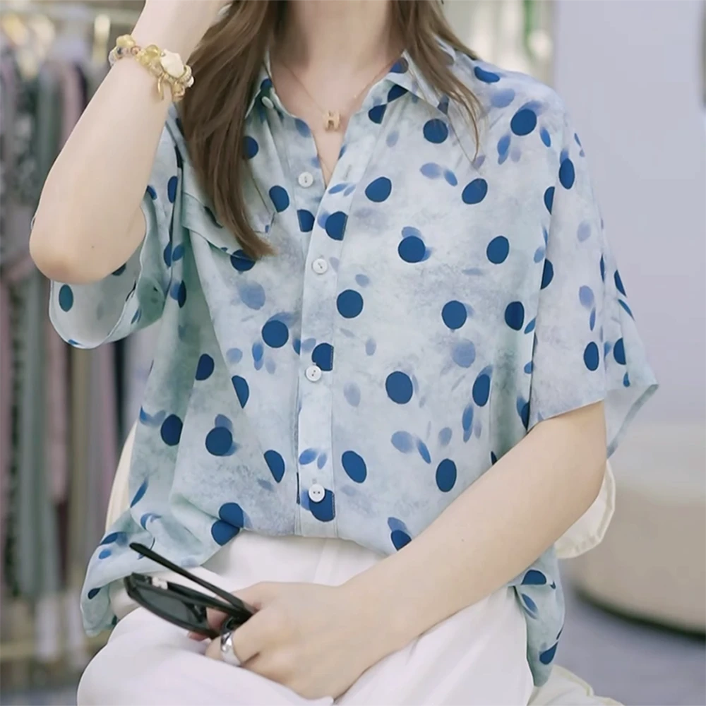 新款夏季法式波点浪漫风休闲气质衬衫C5715