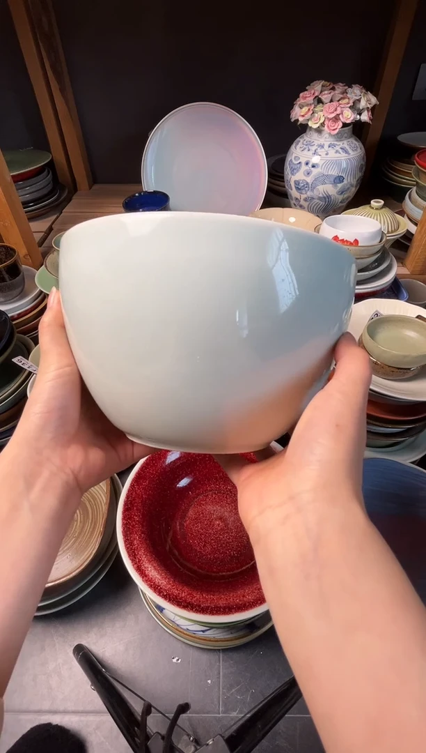 瓷片U861  8寸鸡盅影青釉面福利