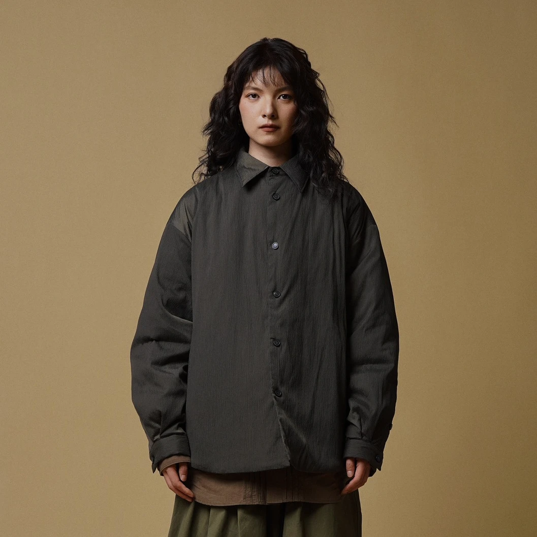 休闲百搭潮流轻薄衬衫型羽绒外套8671