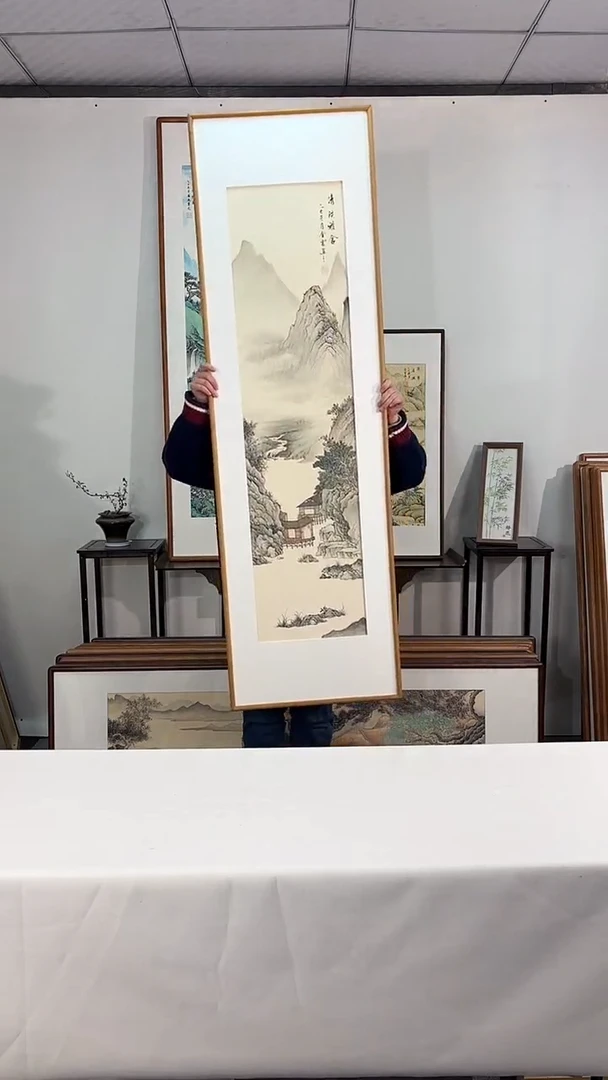 国画手绘*清溪雅舍*52*172cm