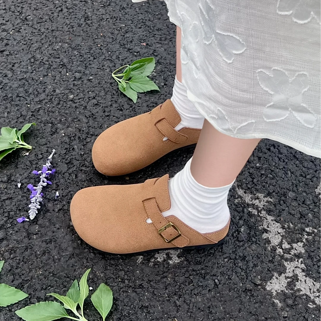 convince真皮勃肯鞋女2025新款爆款厚底百搭包头半拖博肯鞋外穿
