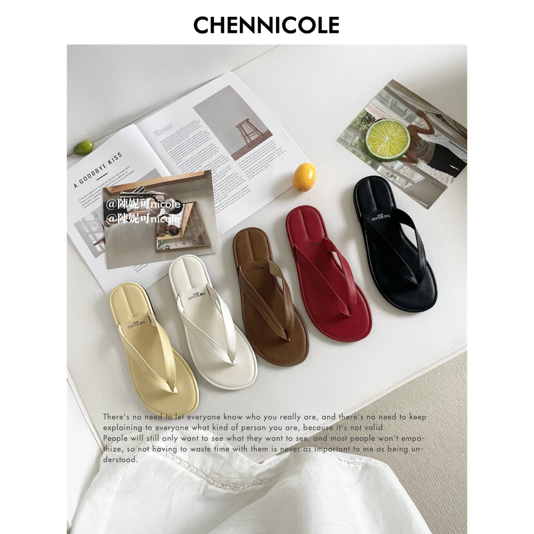 【陳妮可nicole】人字拖   1.5CM夹脚凉拖鞋女沙滩罗马凉鞋2025新款