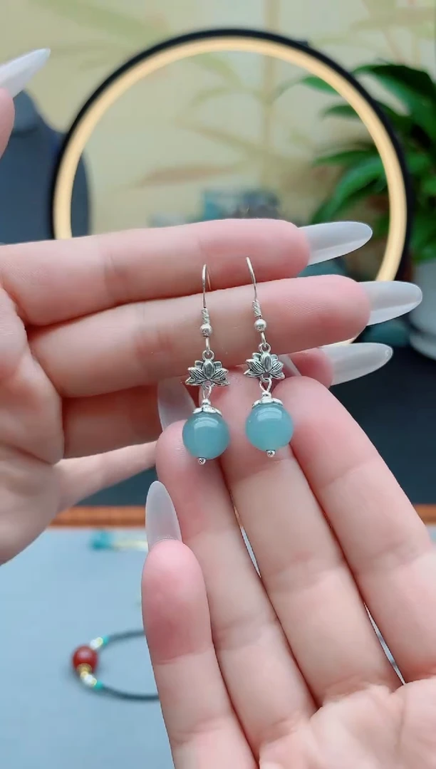 玛瑙/玉髓耳饰银S925镶嵌01