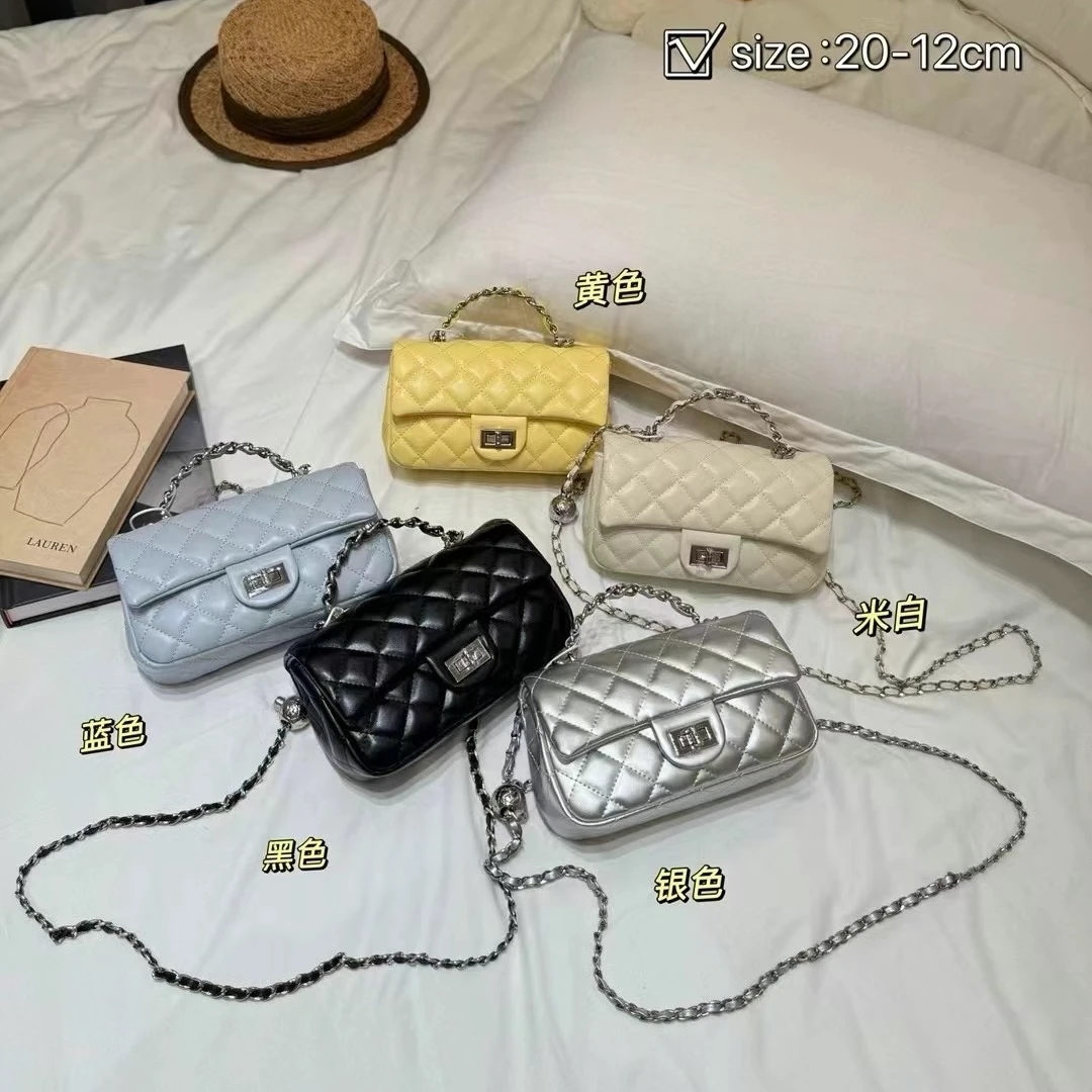 精致小香风菱格链条斜挎包女2025新款气质百搭锁扣单肩斜挎小方包