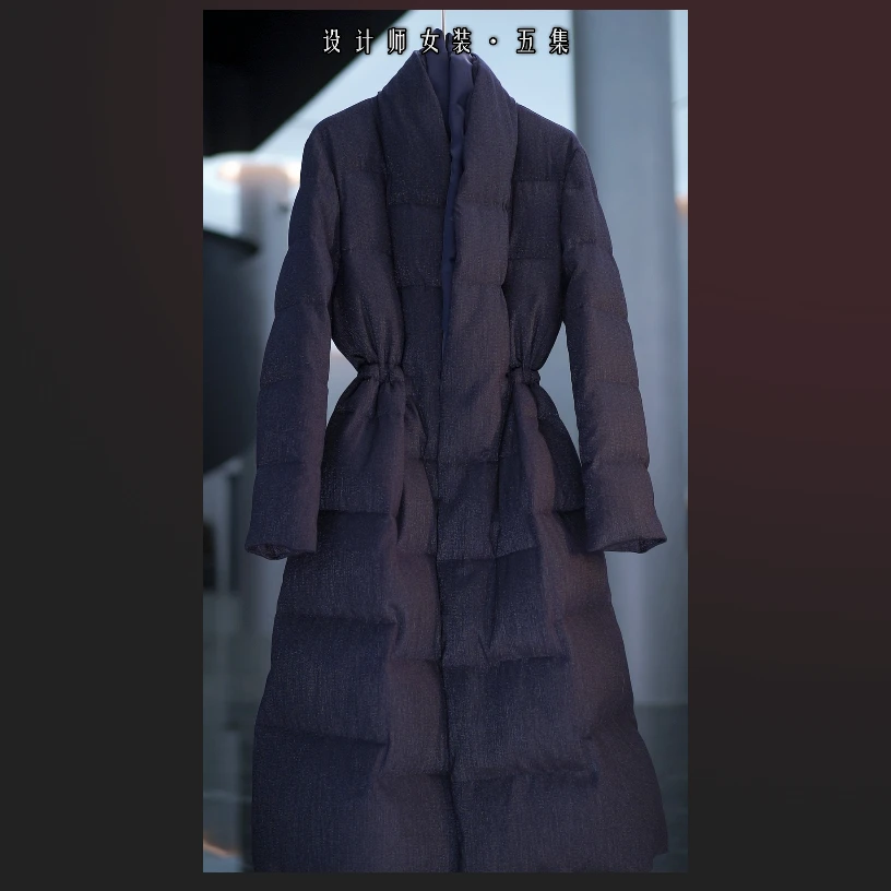 冬日芭蕾 90白鹅绒桑蚕丝绵羊毛骆驼绒收腰双层领长款保暖鹅绒服